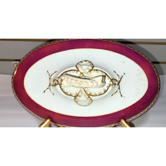 Antique Porcelain candy dish footed pedestal bowl with lid 12 inch - Picture 12 of 12